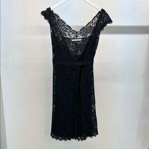 Diane Von Furstenberg Black Lace Wrap Dress
